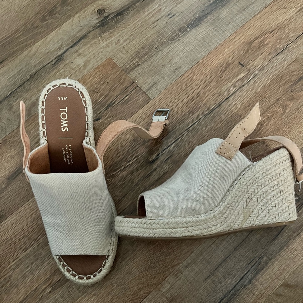 Tom’s wedges worn twice